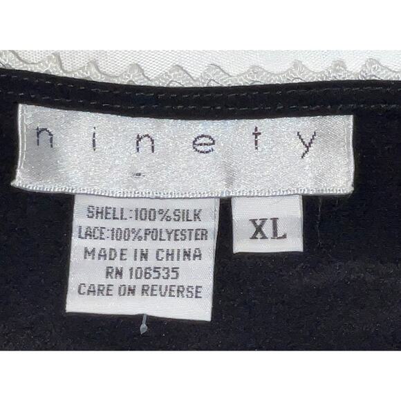 Ninety Embroidered‎ 100% Silk Top - Size XL - Beautiful Floral Embroidery - Picture 7 of 10